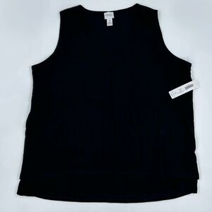 Chico's Black Double Layer V-Neck Sleeveless Knit Top 3 NWT